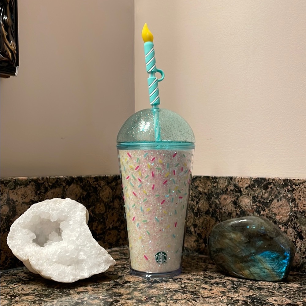 Starbucks Birthday Dome Tumbler w/Candle Straw Beautiful NWT